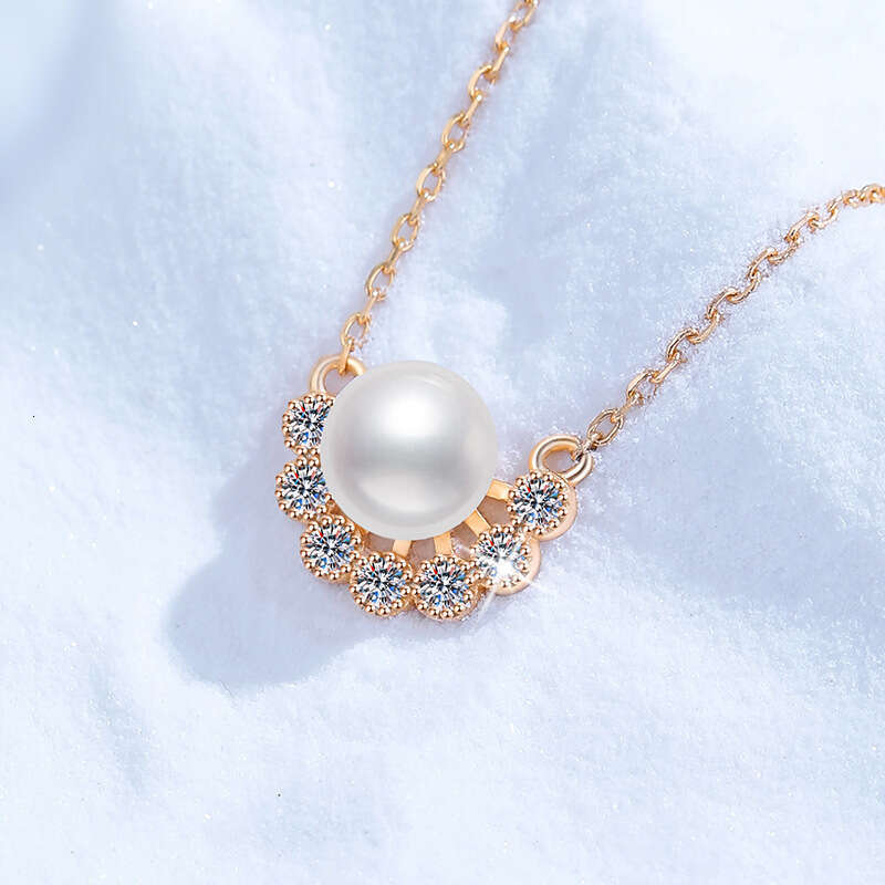 Moissanite Natural Freshwater Pearl Pendant s Sterling Sier Necklace Smile Angel Clavicle Chain e75