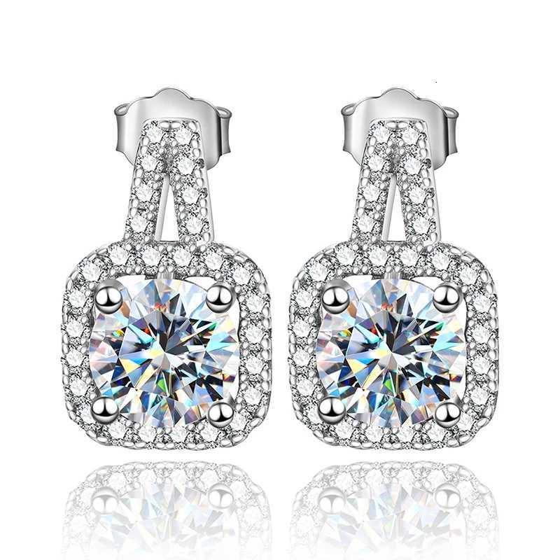 1CT Sparkling Moissanite Diamond Stud Earrings for Women Gift 925 Sterling Silver Plated with 18k White Gold Wedding Jewelry XJ250718
