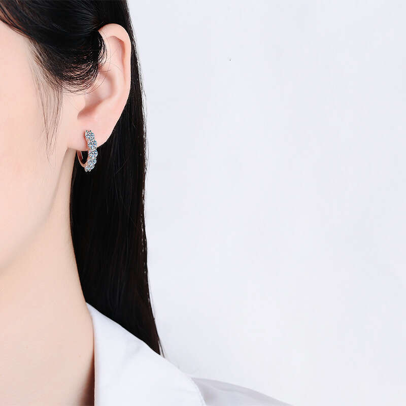 S Pure Sier 3 Carat Single Dia 30 Points High-end Elegant Stud D Color Moissanite Earrings 37c