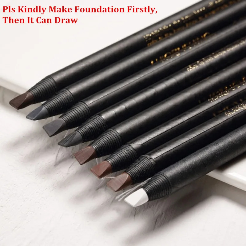 12PCS White Eyebrow Pencil Draw Line Pen Eyeshadow Natural Long-Lasting Brows Tint Waterproof Eye Brow Makeup Beauty Definer 250712
