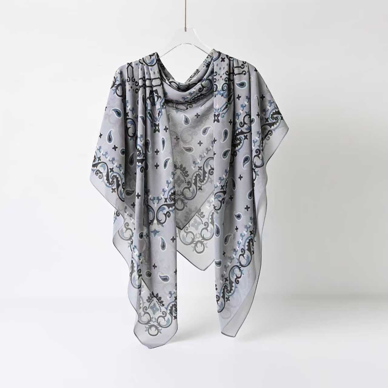 T1259 new chiffon large square scarf high-grade silk scarf thin scarf shawl