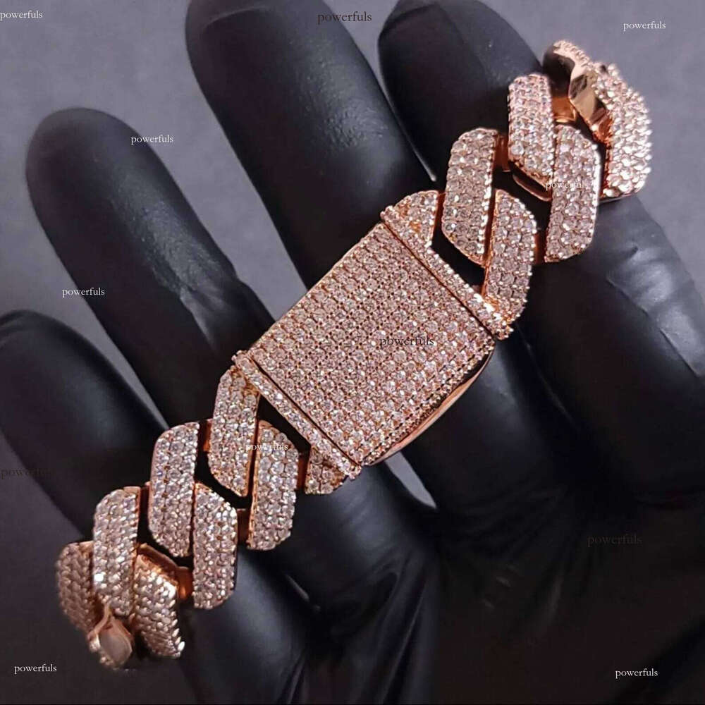 K Hip Hop Rapper 3 Rows Dia Thick Link Rhinestone Necklace Designer Jewelry 20Mm Cuban Chain