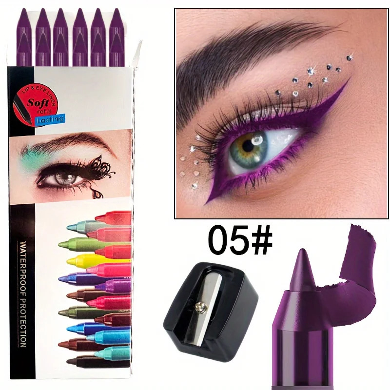 12pcs eyeliner eyeshadow pencil Universal send a pencil sharpener waterproof 250716