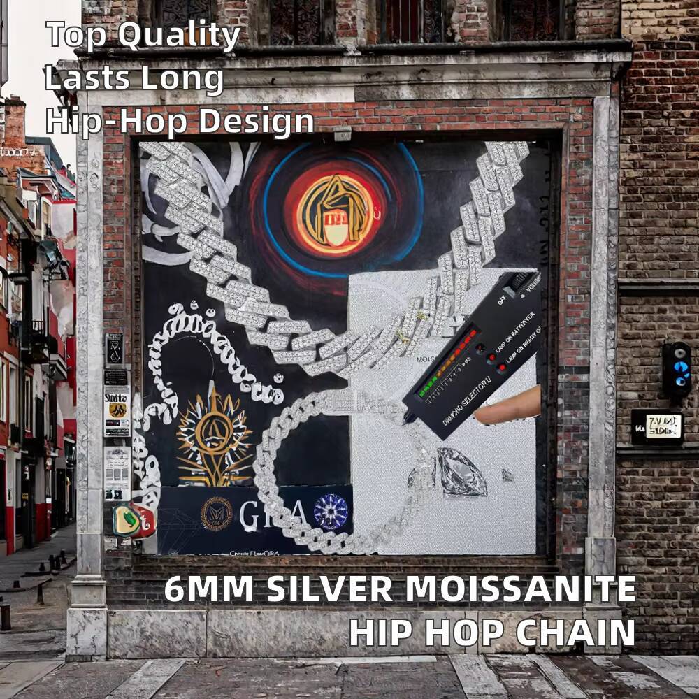 High Quality Silver Iced Moissanite Cuban Chain VVS1 Clarity Hot Sale Hip Hop Necklace Bracelet Cuban Link Chain