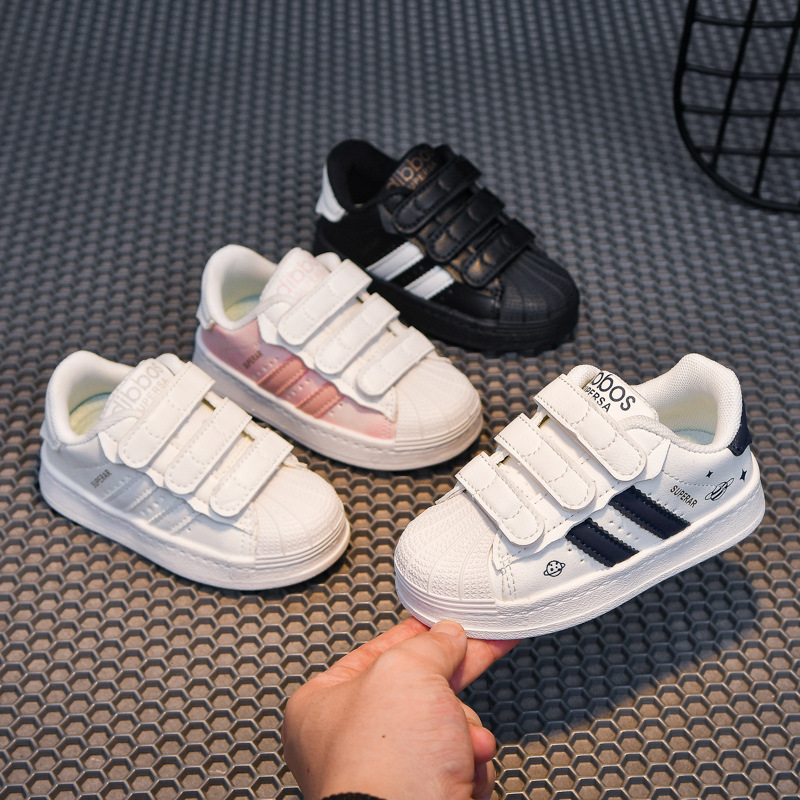kid's Fashion Board Shoes Casual Shell Head Boys and Girls' Sports Shoes Versatile Soft Bottom Children's Shoes White Black Blue Pink S