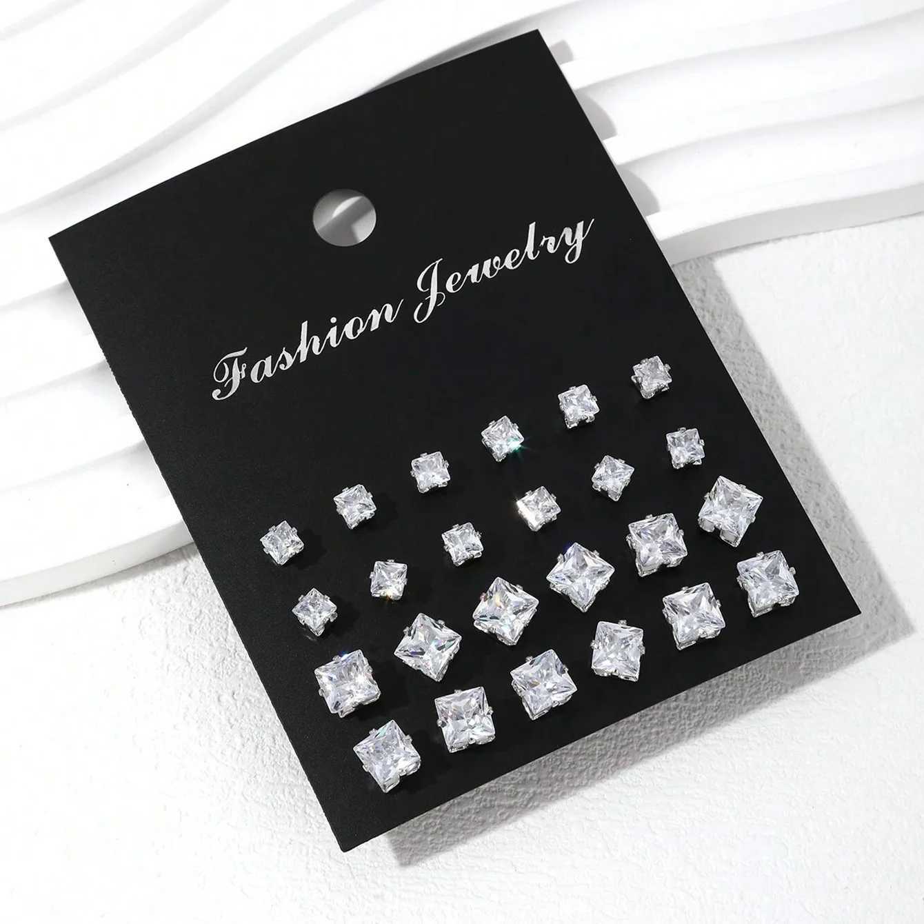 12 Pairs of Luxurious Simple Shiny and Caring Zirconia Decorative Earrings are Suitable for Gifts to Parties and CouplesXJ250718