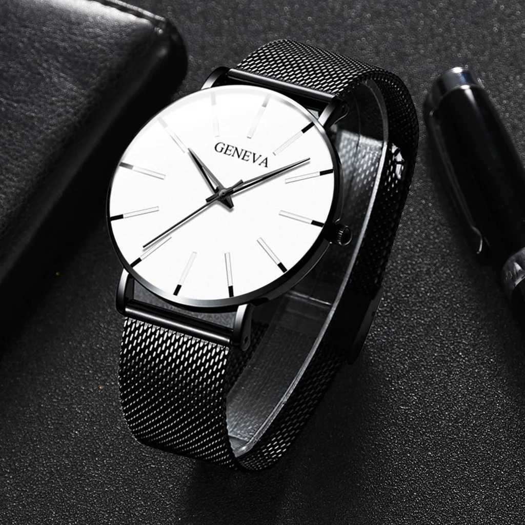 Fashion Ultra-thin Men Business Watches Steel Mesh Band Males Quartz Watch Relogio Masculino W250718