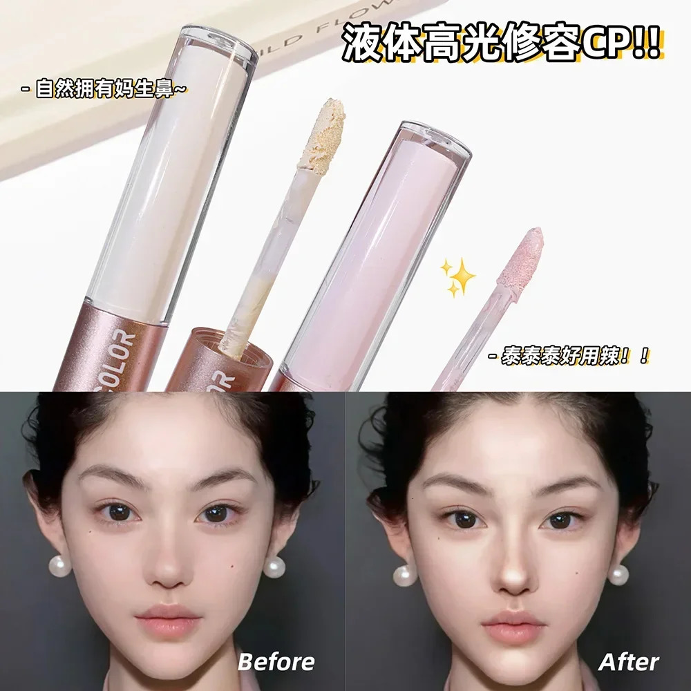Dual-End Liquid Highlighter Pen Skin Brightening Contouring Stick Natural Contour Long-Lasting Waterproof 250717