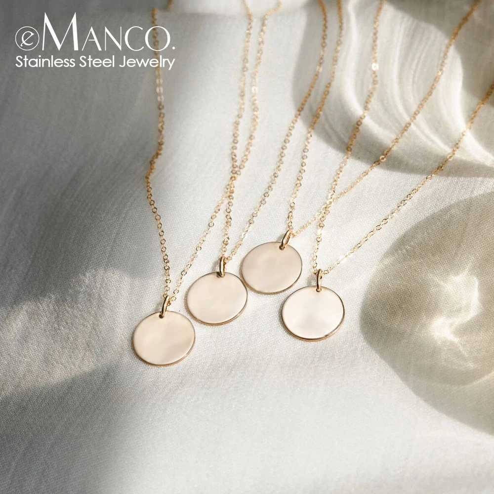 Anco Wens Simp Round Pendant Necklace Stainless Steel Clavicle Necklace Long Chain Fashion Jewelry Statement Girls Gift W250718