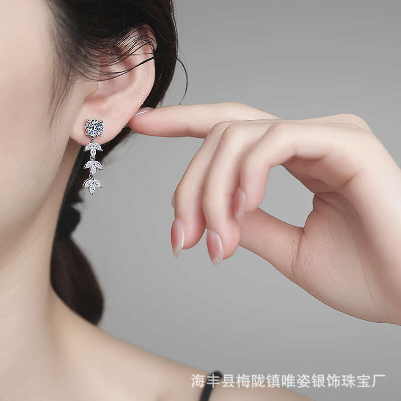 Hot Selling Moissanite S Sterling Sier Korean Style Creative New Wheat Spike Temperament Tassel Earrings for Women b5a