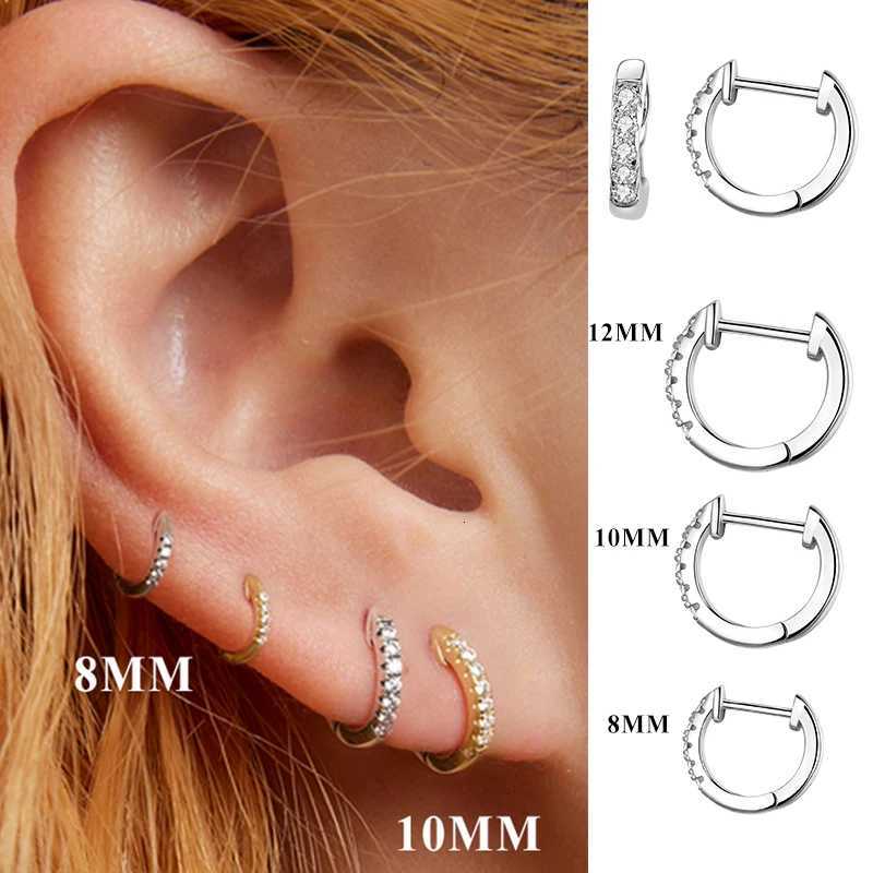 925 Sterling Silver Solid Small Stackable Hoop Earrings with Zircon Stone Round Tiny Ear Hoops for Women S925 Jewelry XJ250718