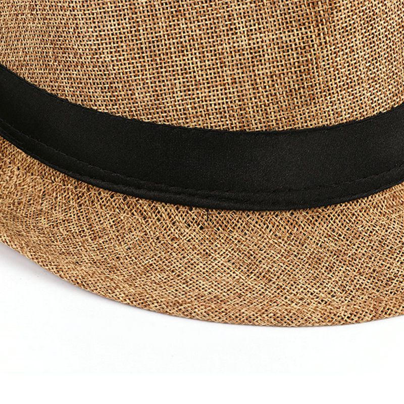 Manufacturer supplies jazz hats, British style linen solid color hats, men's and women's rolled edge couple style sun hats