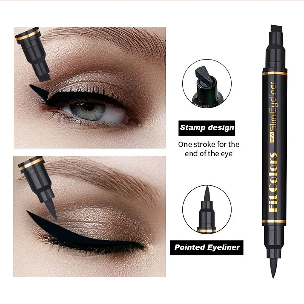 FitColors Black Double-Headed Eyeliner Set Love Section Butterfly Seal Waterproof Non-Smudging Quick Dry Liquid Eye Liner Pencil 250716