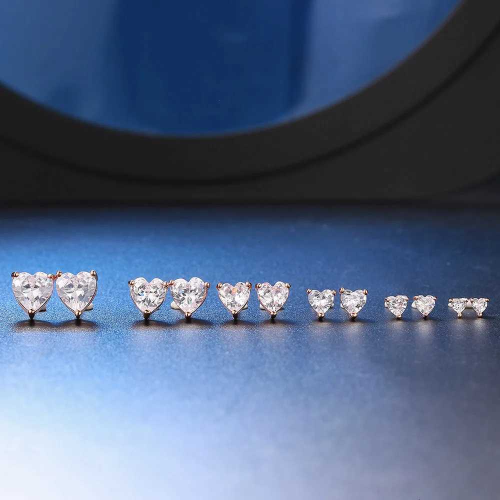 Various Sizes Crystals Earrings For Women Heart Clear Zircon Stud Earring for Female Male Ear Accessories Earing Jewelry E342 XJ250718