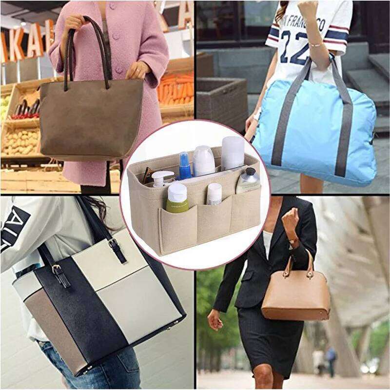 Fashion Women Cosmetic And Make up Organizer Insert For Handbag Felt Cloth Inner Bag Fits Various Bags X250718 X250718