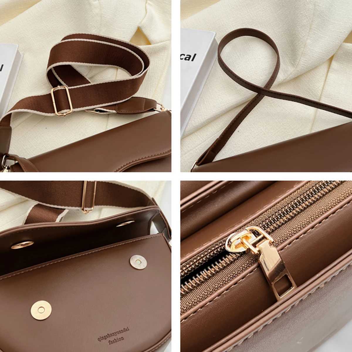 Fi Letter Minimalist Solid Color Crossbody Bag Lightweight PU Magnetic Flap Adjustable Strap Shoulder Bag for Daily Commute Y250718