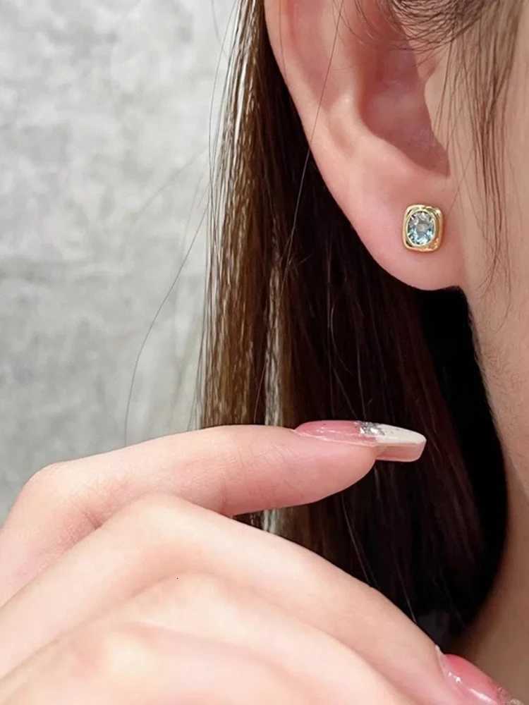925 Sterling Silver Womens Stud Earrings Aqua Blue Zircon Square Earrings New Earrings Jewelry Daily Wear Holiday Party Gifts XJ250718