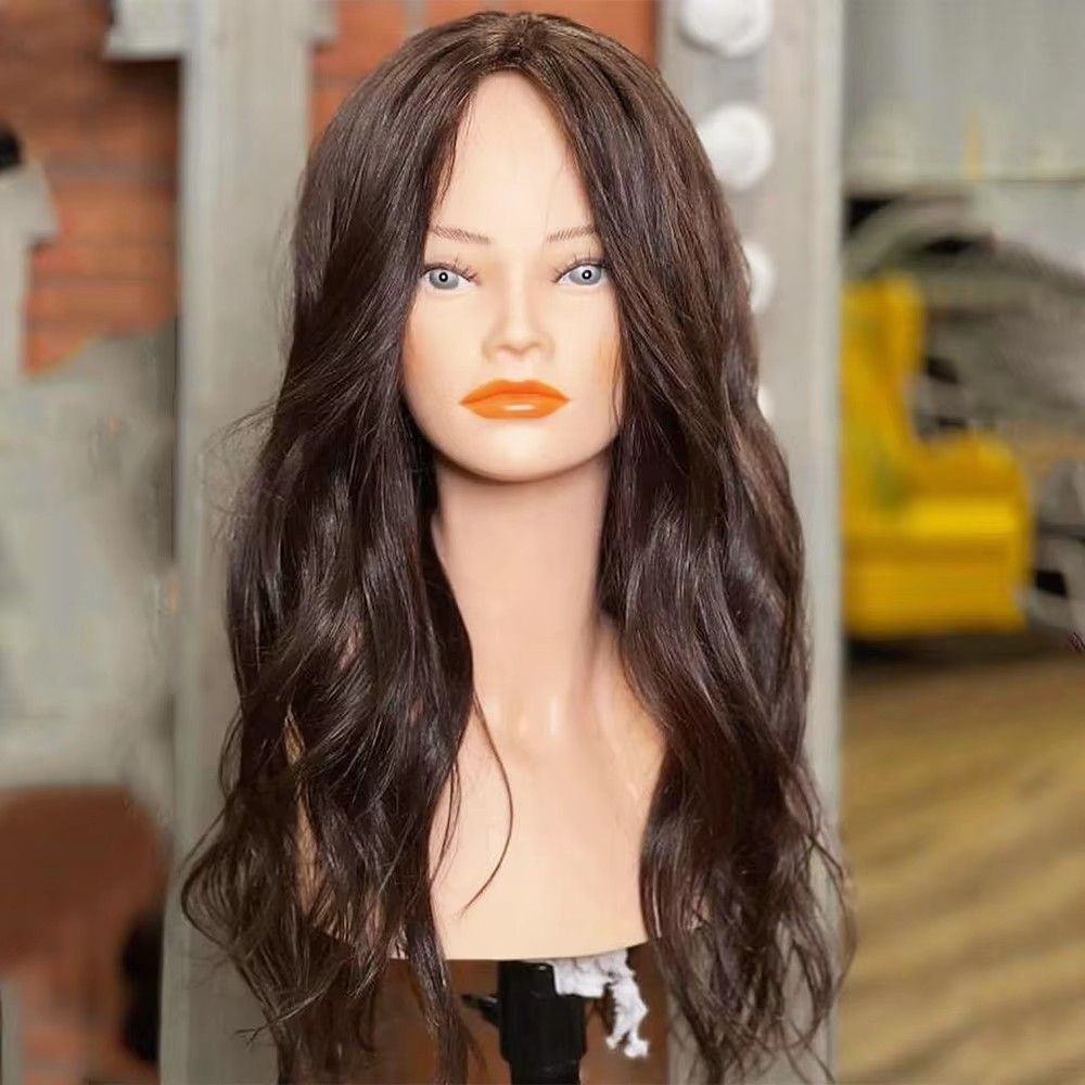 Dark medium light brown wavy HD lace wig per plucked body wave natural human hair lace front wig fashion european lady hot