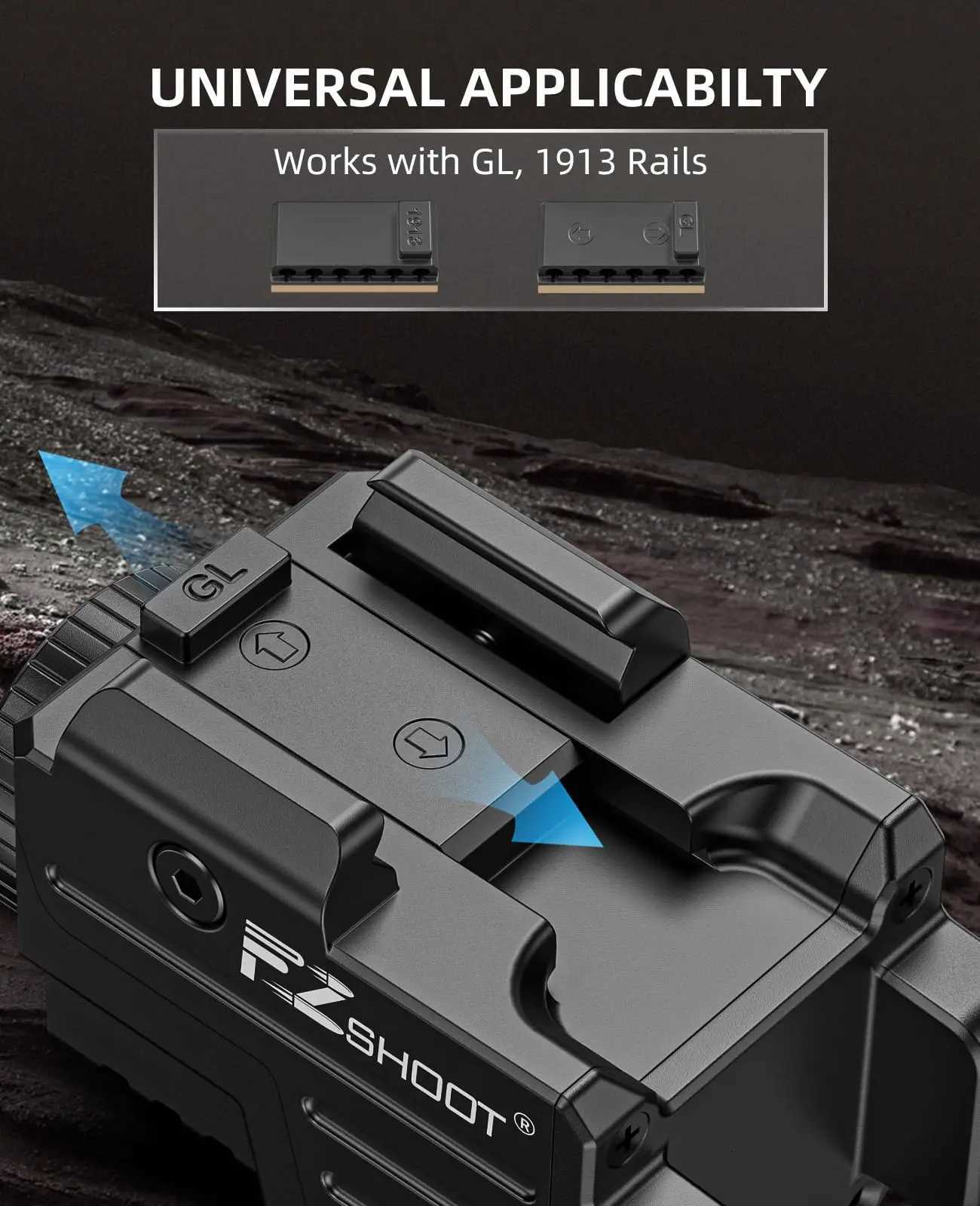 EZshoot Tactical Flashlight 800 Lumens D Light Compatible with Pistol Picatinny and GL Rails USB Rechargeable Strobe Mode XJ250718