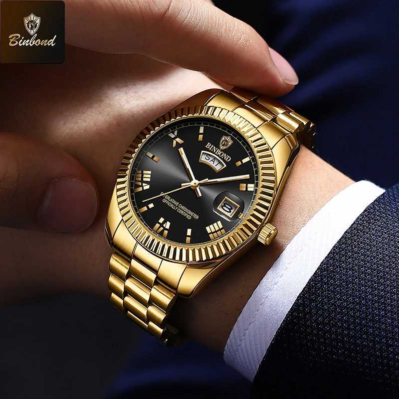 BINBOND Luxury Sport Wrist Watch For Man Waterproof Luminous Date Men Watch Quartz Stainless Steel Mens Watches Male Reloj W250718