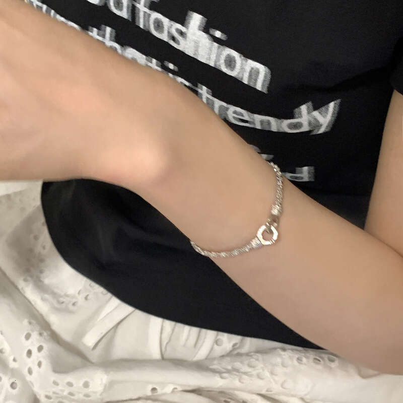 Korean Style Niche Geometric Double Ring Bracelet for Women, Starry Sky Lock Bracelet, Light Fashion, Exquisite Versatile High-end Feel