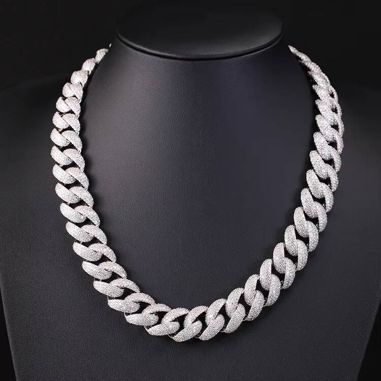Wholesale 6MM 9MM 13MM 17MM 22MM Hip Hop VVS Diamond Necklace Bracelet Dropshipping Silver Iced Out Moissanite Cuban Link Chain