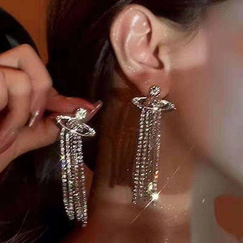 Dongju Saturn Invitation Sexy Explosive Super Shiny Planet Long Elegant Versatile Tassel Earrings Make Face Look Smaller
