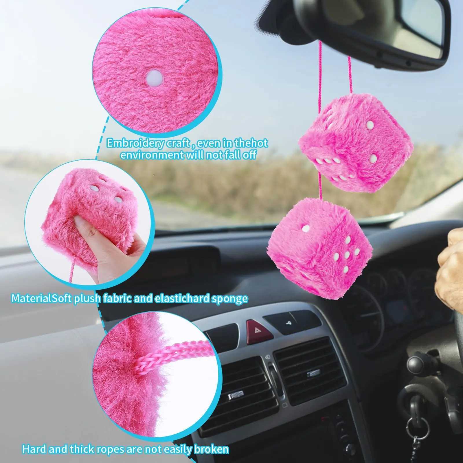 7 Retro Utor28 Square Fuzzy Plush Dice With Dots For Hanging Car Accessories Interior Fluffy W250718