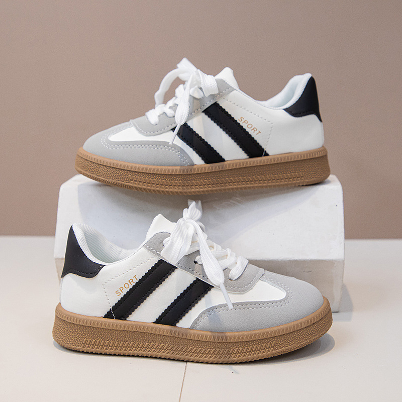 Hot Sale 2025 Autumn New Arrival Children's Shoes Fashion Boys and Girls' Sports Shoes Stripe Splicing Versatile Board Shoes Free Shipping plus size 26-37