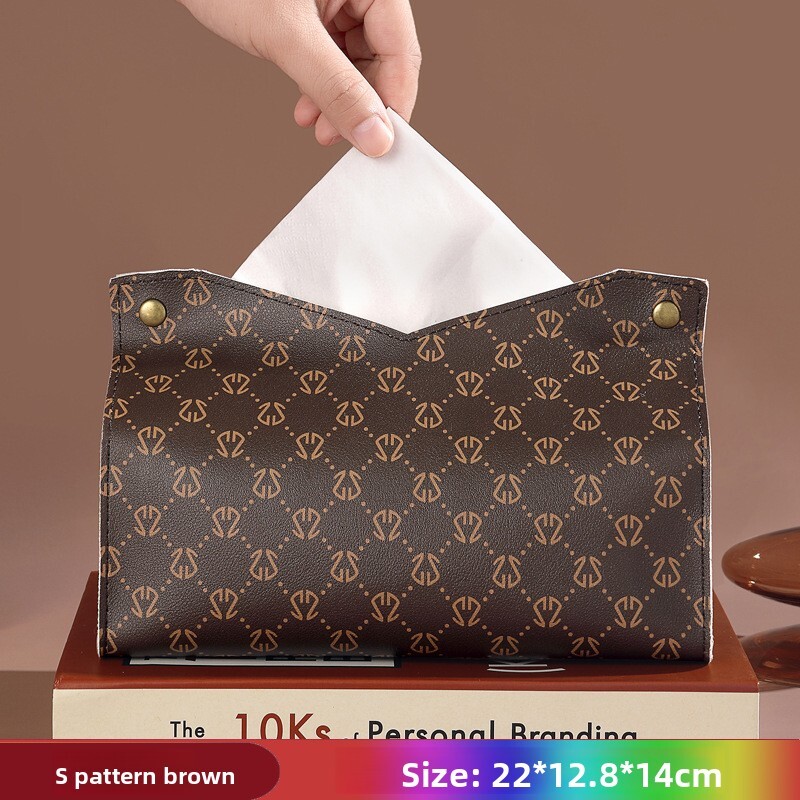 Ins Style Leather High-end Car Nordic Light Storage Living Room Tissue Box ddmythur