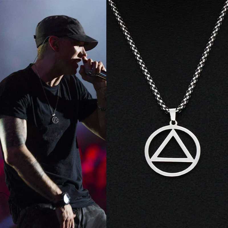 hiphop rap ma and fa hipsters in the same style of iron triangle necklace titanium steel pendant hanging accessories W250718
