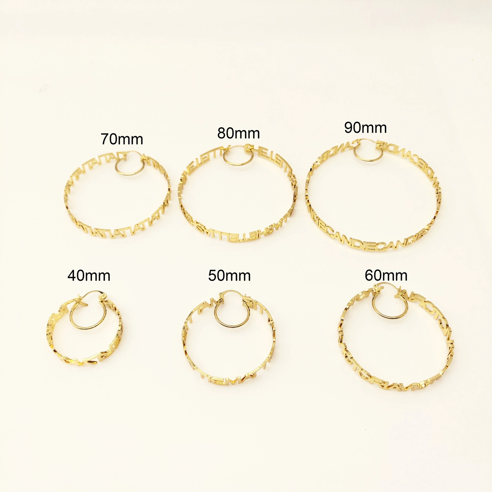 DODOAI 40mm-90mm Hoop Name Earrings Customize Name Earrings Hoop Stainless Steel Customized Personalized Jewelry with Gift Box 250716