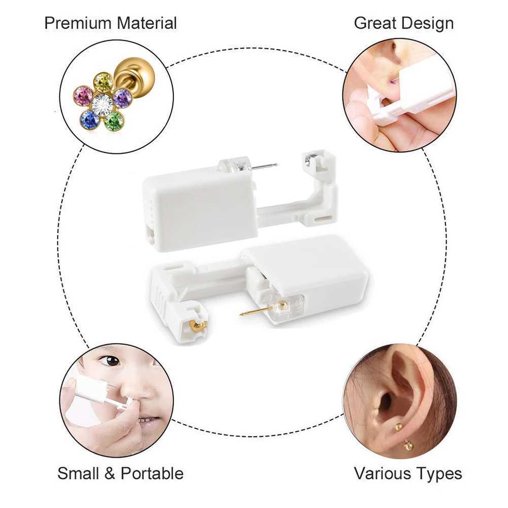 1pc Disposable Sterile Ear Piercing Unit Ear Tragus Piercing Gun Home Use NO PAIN Piercing Tool Machine Kit Stud with Safe Ball XJ250718