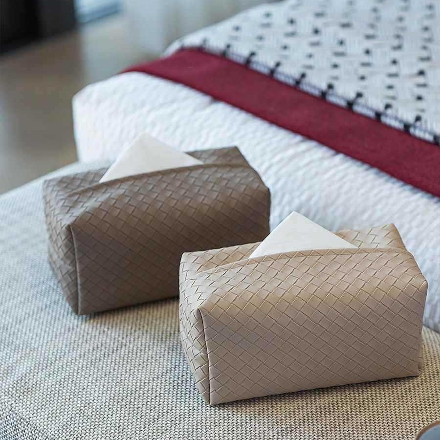 Woven Living Room Light Leather Tissue High-end Home Coffee Table Napkin Storage Box ddmythur