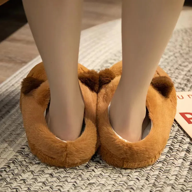 Cute Cartoon Capybara Cotton Slippers Half Wrap Heel Home Soft Non-slip Warm Breathable Indoor Plush Shoes Couple Slippers 250716