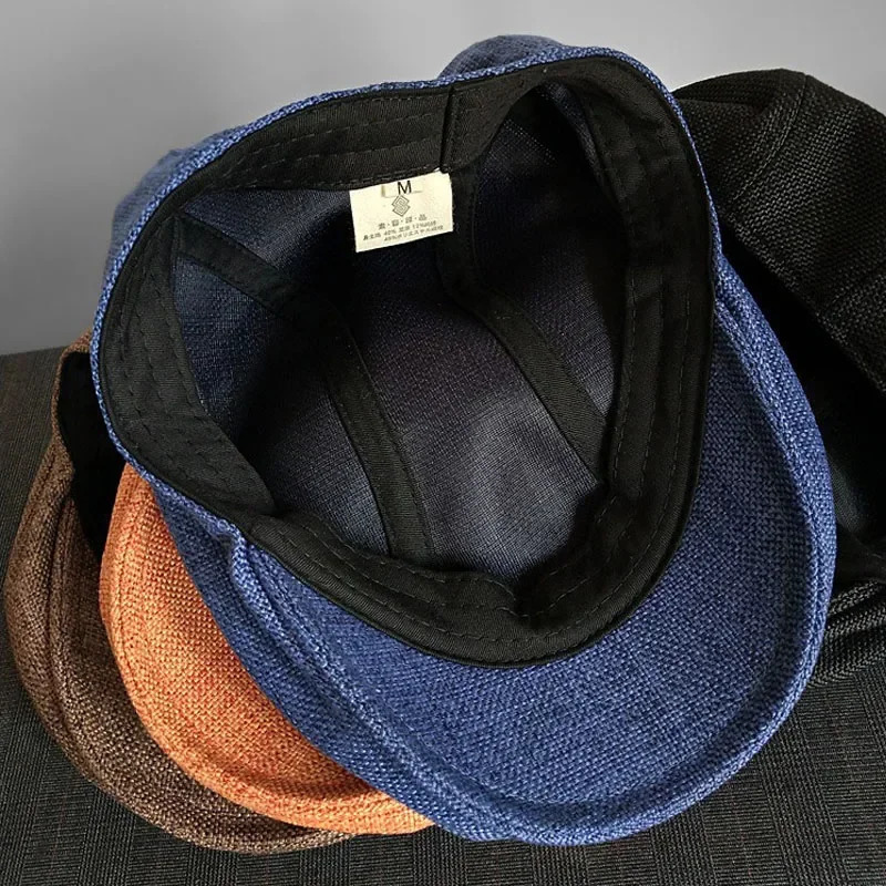 Big Size 62cm Summer Linen Beret for Men Breathable sboy Hat Vintage Forward Hat Female Painter Hat Casual Flat Caps S/M/L/XL 250712
