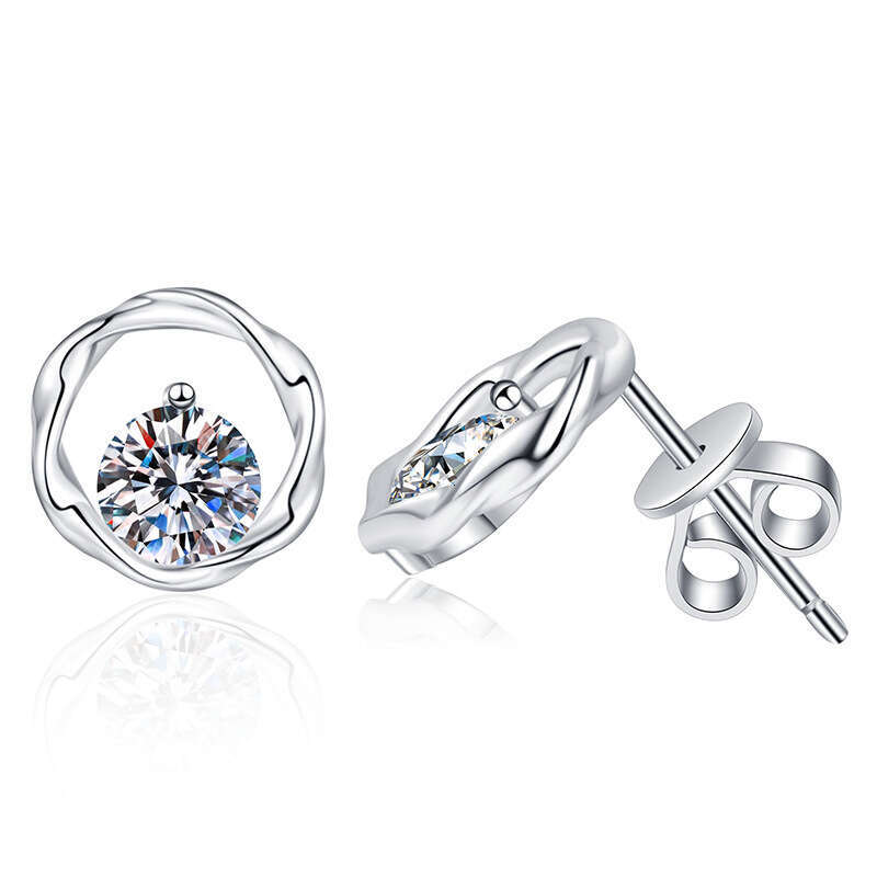 S Pure Sier Moebius Simple D Color 1 Carat Moissanite Earrings for Women 937
