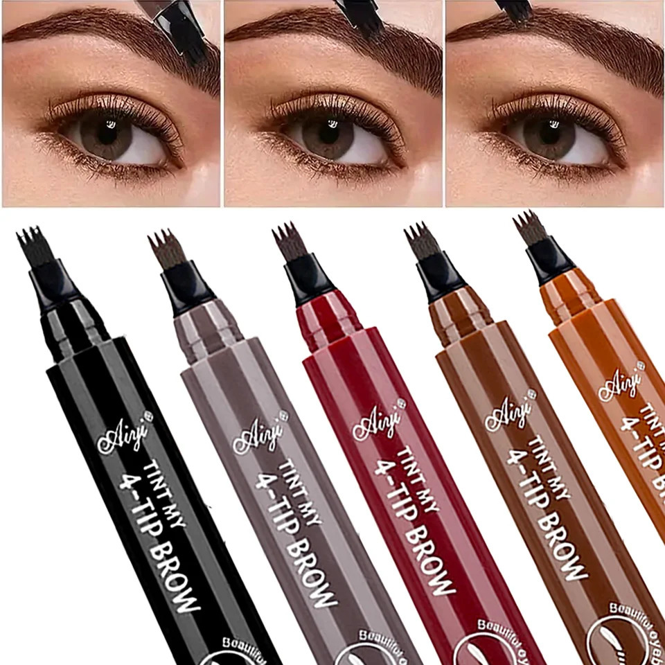 4-Tip Microblading Eyebrow Pencil Waterproof Smudge-Proof Natural Hair-Like Strokes for Fuller Brows 250712