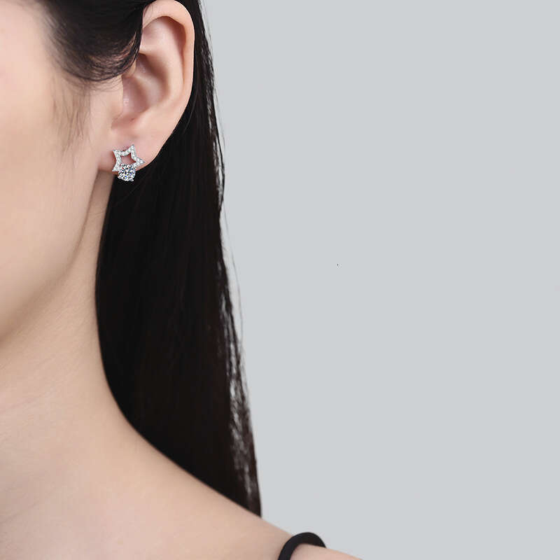 S Pure Sier Fashion Starburst D Color 1 Carat Moissanite Earrings for Women bcc