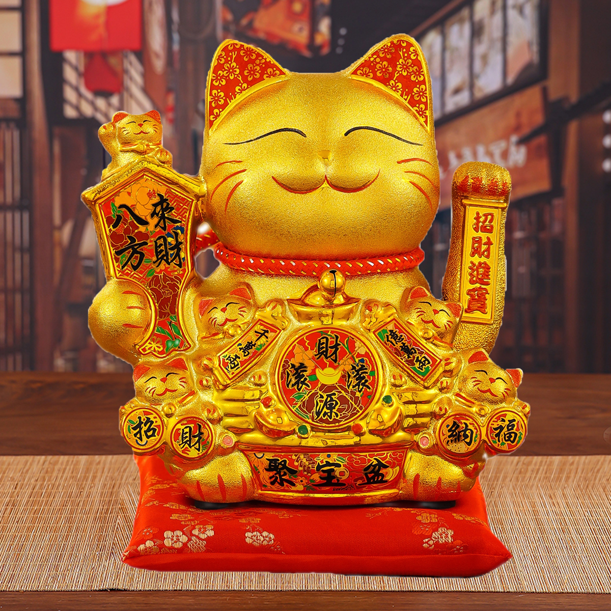Durable Ceramic Lucky Kitten Statue with Automatic Motion Displaying Wealth Symbolism Perfect Gift Ornament