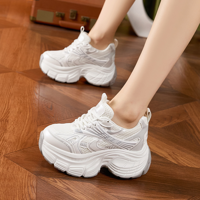 Dad Shoes Women 2025 Spring/Summer New Style Fashion Mesh Shoes Casual Sports Shoes Versatile Thick Bottom High-Heel Women's Shoes