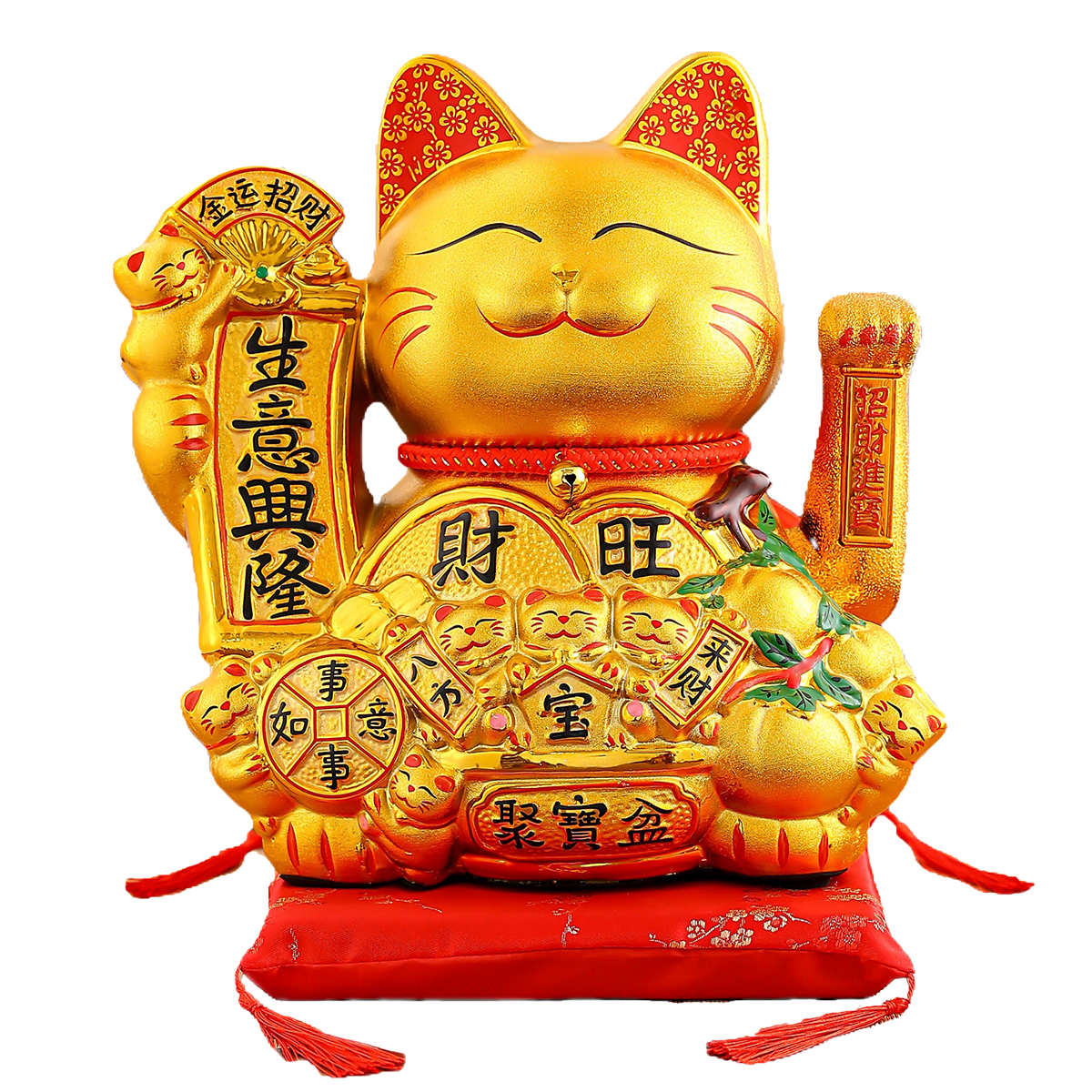 Modern Ceramic Good Fortune Cats with Gold Plated Finish - Perfect for Interior Decorating Electric shaking hand Handmade Painting