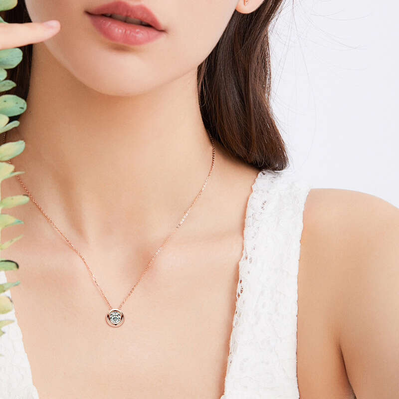 TikTok Internet Celebrity Style Small Bubble Necklace Pure Sier Simple Alternative D Color Moissanite Pendant