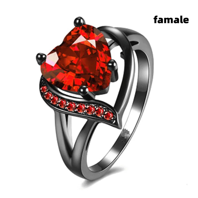 Charm Couple Rings For Men Stainless Steel Celtic Dragon Ring Heart Red Zircon Women Wedding Set Valentines Day Jewelry 250716
