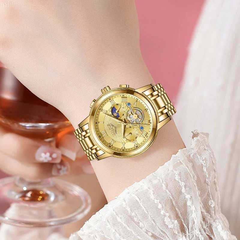 LIGE Creative Moon Phase Watch Women Fashion Elegant Waterproof Womens Quartz Wristwatches Luxury Sport Chronograph Womens Watch W250718