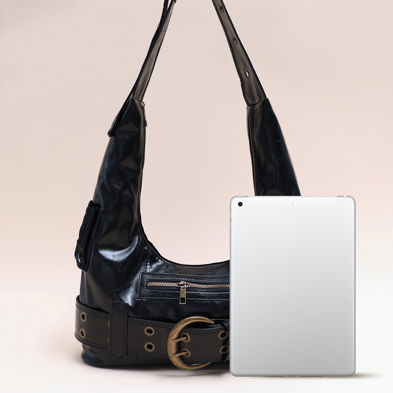 Free Shipping Designer Luxury Vintage Tote Bag Women's Large Capacity High-end Black Underarm Bag Motorcycle Style Shoulder Bag Leisure Shopping 