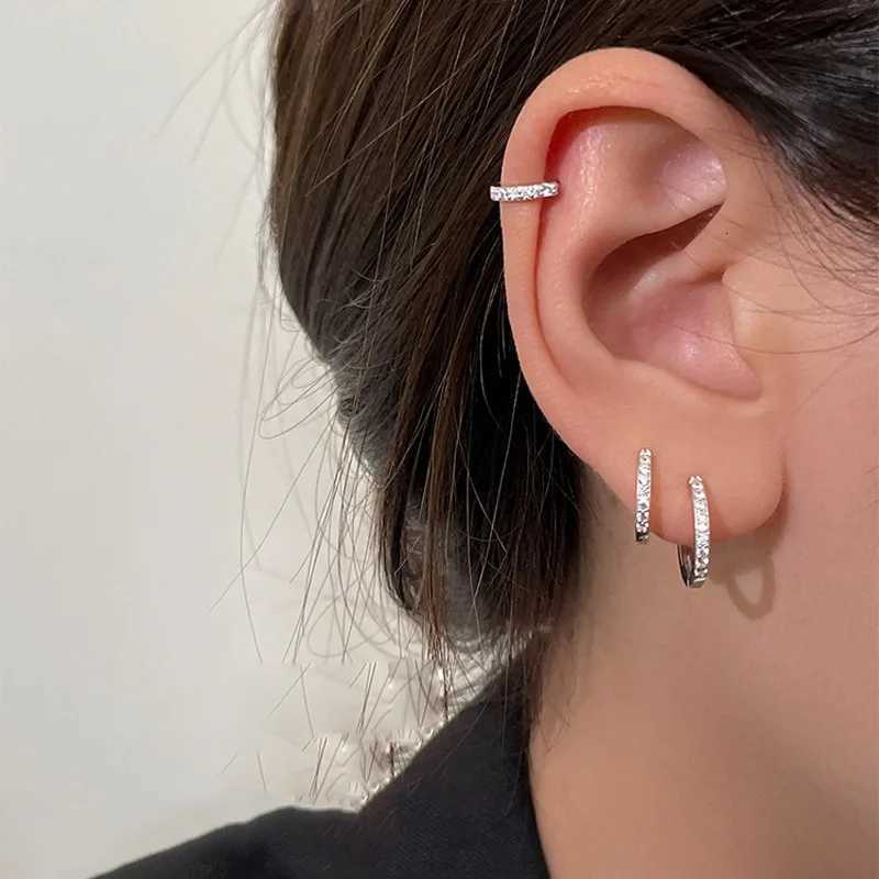 925 Sterling Silver Diamond Studded Hoop Earrings for Women Ear Buckle Circle Trendy Jewelry Gift Dropshipping XJ250718