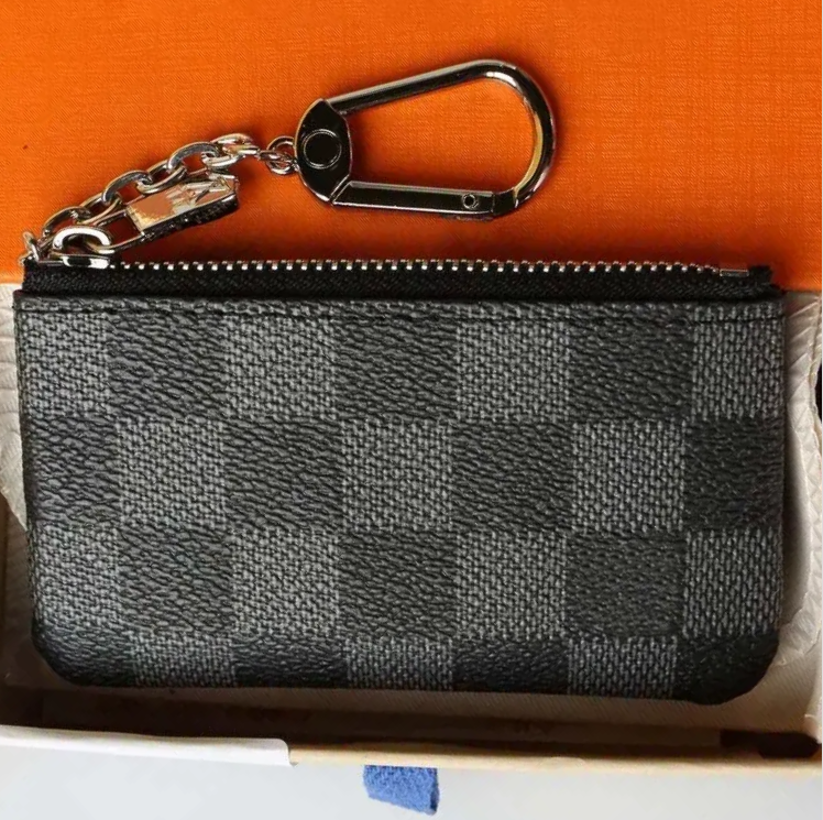 Designer zippy wallets womens key pouch cles short mens wallet coin purse credit card holder small wallet key ring embossed cardholder leather bag with free shipping