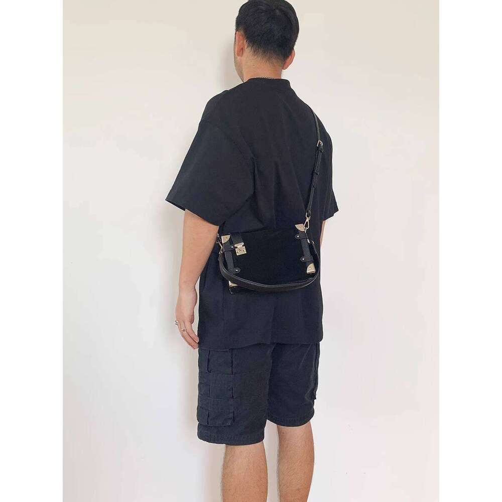 Suede Box Unisex Motorcycle Rivet Square Niche Design Handbag Crossbody Bag For Women