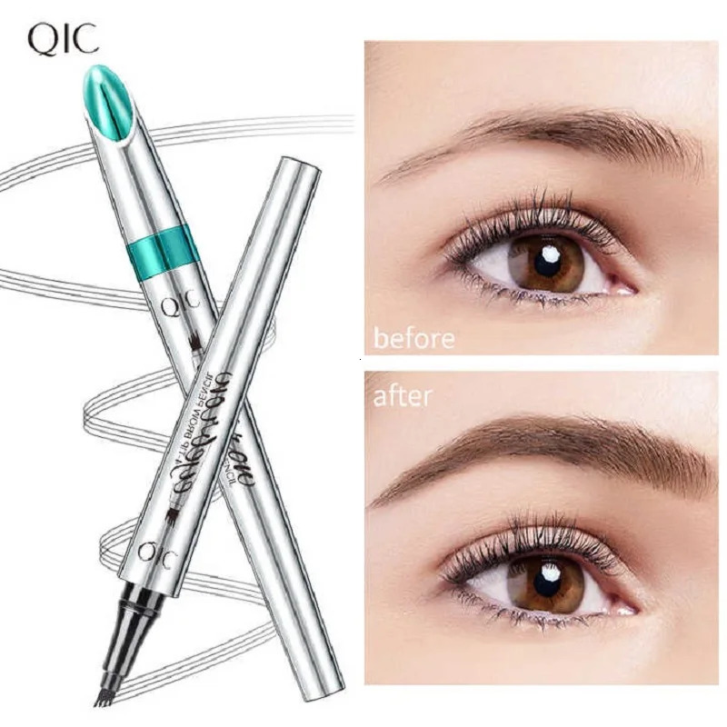 QIC Four-Claw Sketch Eyebrow Pencil Black Brown Gray Liquid Eye Brow Pencil Waterproof Long Lasting 3d Microblading Eyebrow Pen 250712